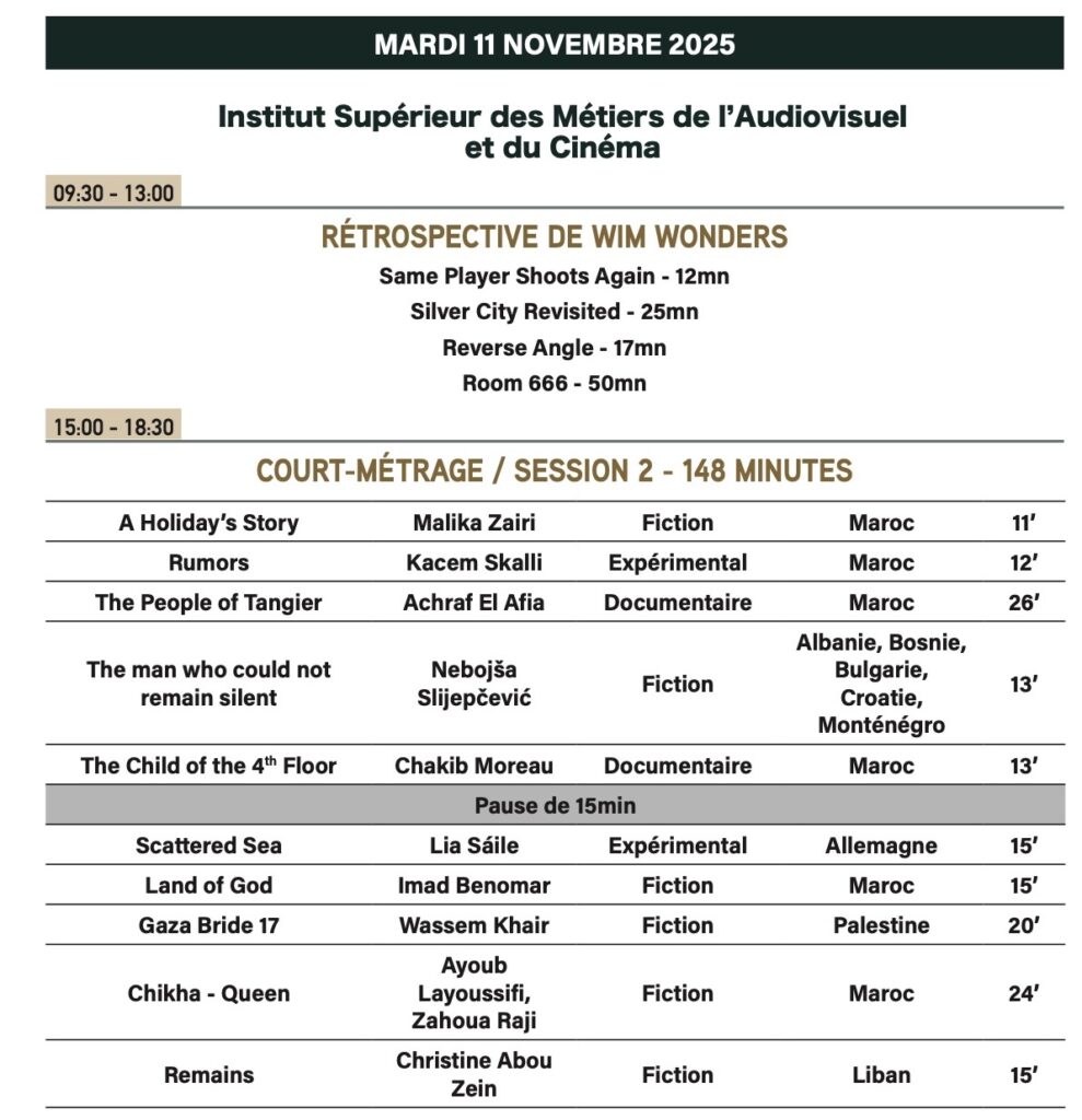 timetable schedule rabat international film festival authorsmorocco