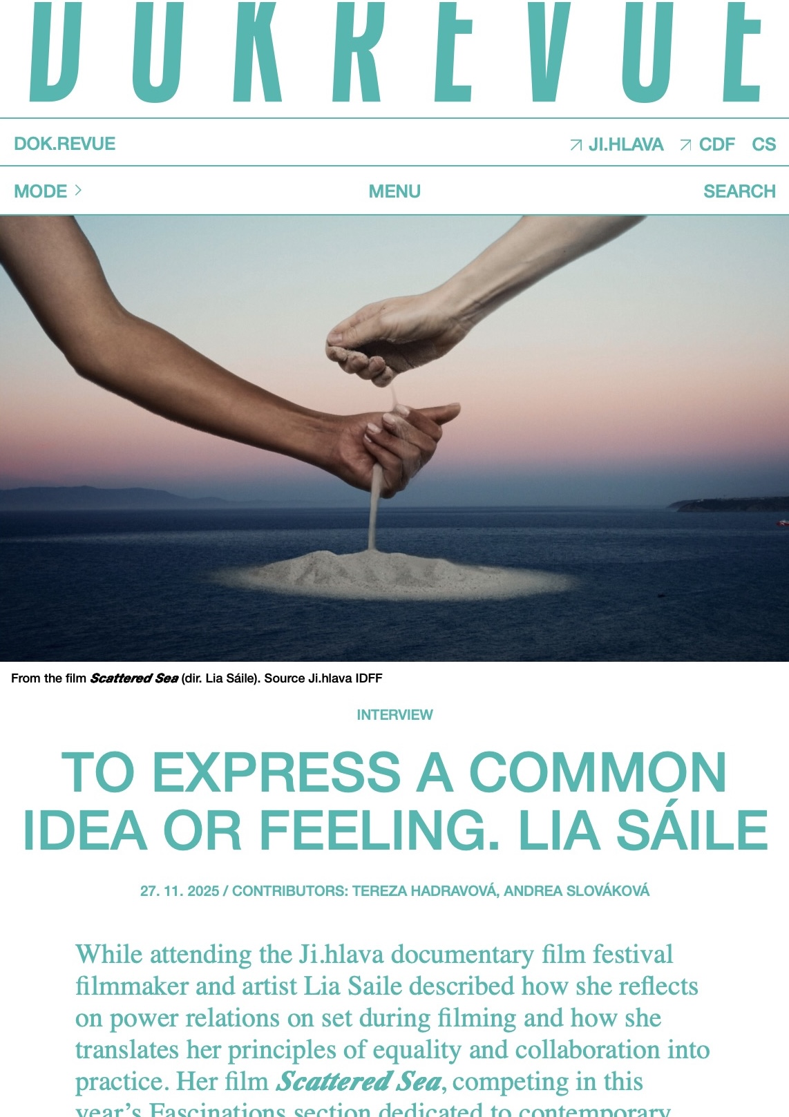 Lia Sáile interview at DOKREVUE.